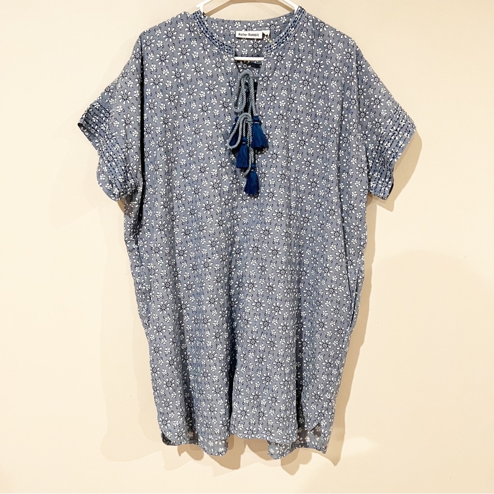 NWOT Roller Rabbit Wythe Printed Tassel Pocket Floral 100% Cotton Mini Dress - Picture 7 of 14